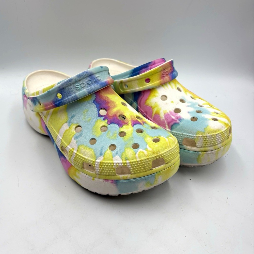 Crocs Tie-Dye Clog Sandals Slip-On Comfort Lightweight Multicolor Women's US 10